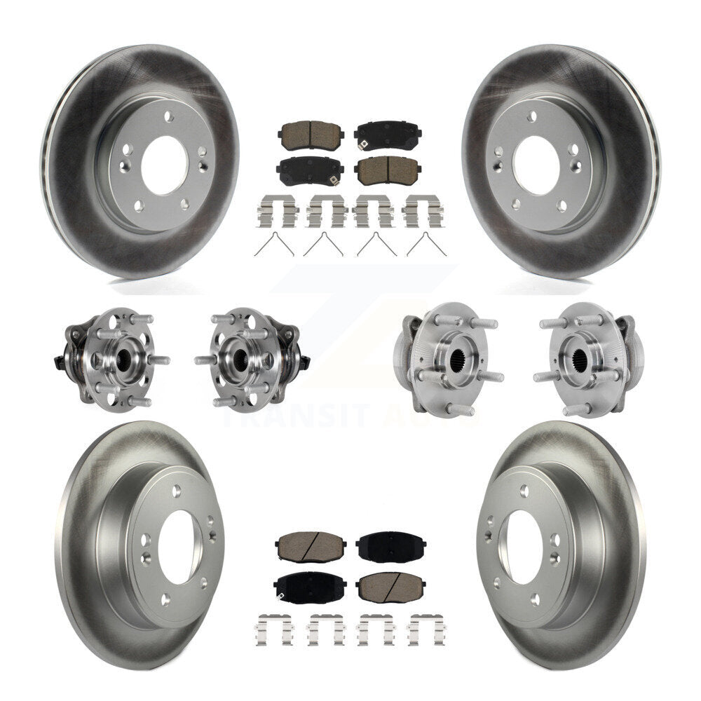 Front Rear Hub Bearings Coated Disc Brake Rotors And Pads Kit (10Pc) For Hyundai Kona KBB-131624