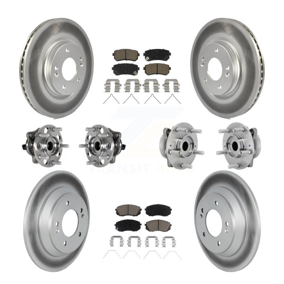 Front Rear Hub Bearings Coated Disc Brake Rotors And Pads Kit (10Pc) For Hyundai Kona KBB-131626