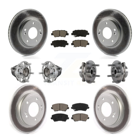 Front Rear Hub Bearings Coated Disc Brake Rotors And Pads Kit (10Pc) For Hyundai Veloster KBB-131627