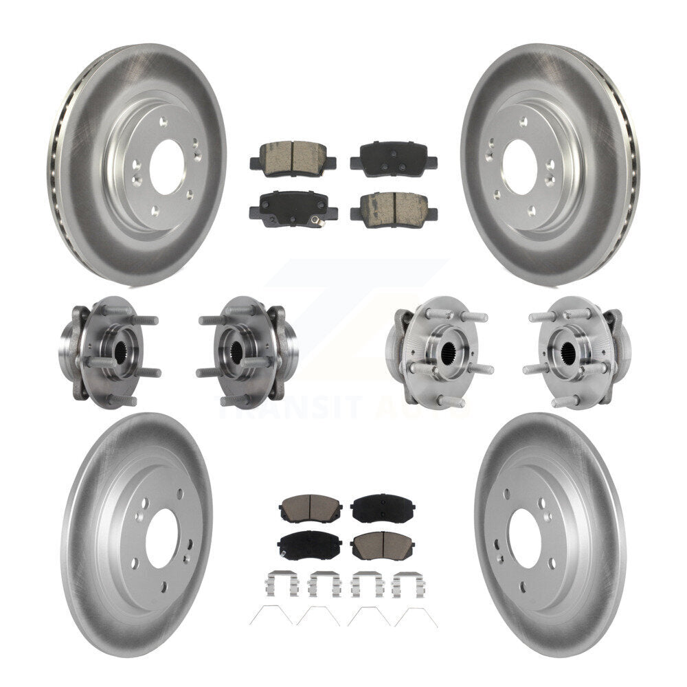 Front Rear Hub Bearing Coated Disc Brake Rotor And Ceramic Pads Kit (10Pc) For Kia Seltos KBB-131632