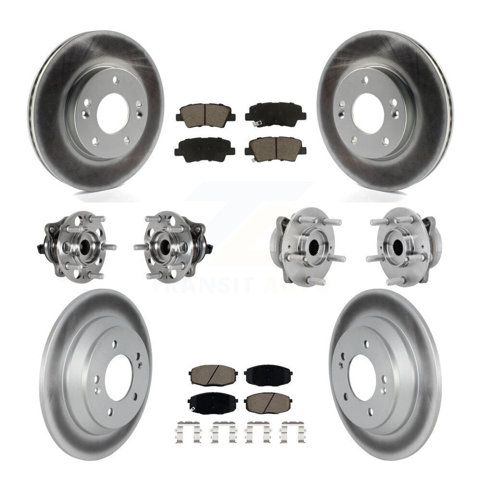 Front Rear Hub Bearing Coat Brake Rotor Pads Kit (10Pc) For 22 Hyundai Kona FWD with 1.6L KBB-131635