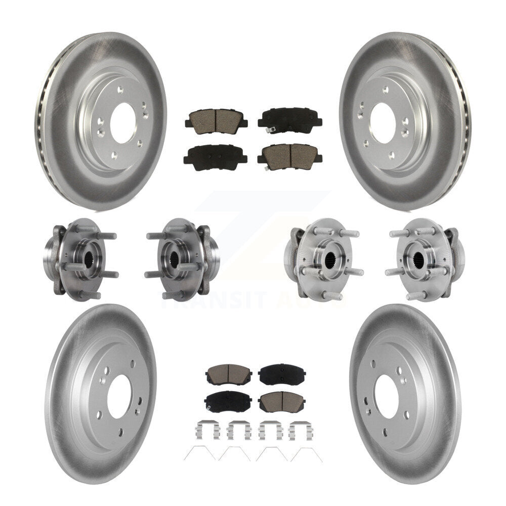 Front Rear Hub Bearing Coated Disc Brake Rotor & Pad Kit (10Pc) For 2022 Hyundai Kona AWD KBB-131637