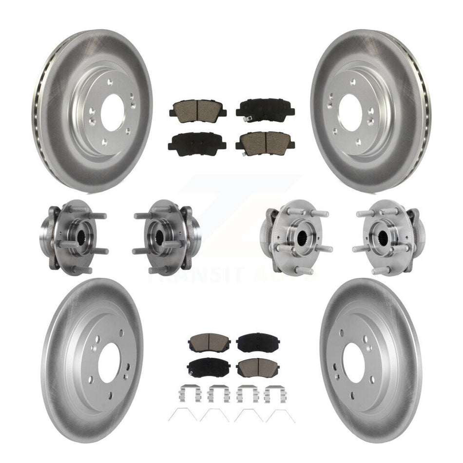 Front Rear Hub Bearing Coated Disc Brake Rotor & Pad Kit (10Pc) For 2022 Hyundai Kona AWD KBB-131637