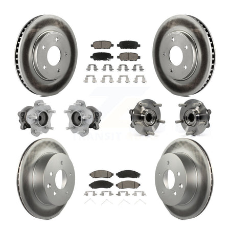 Front Rear Hub Bearing Coated Disc Brake Rotor & Pad Kit (10Pc) For 2011-2012 Nissan LEAF KBB-131638