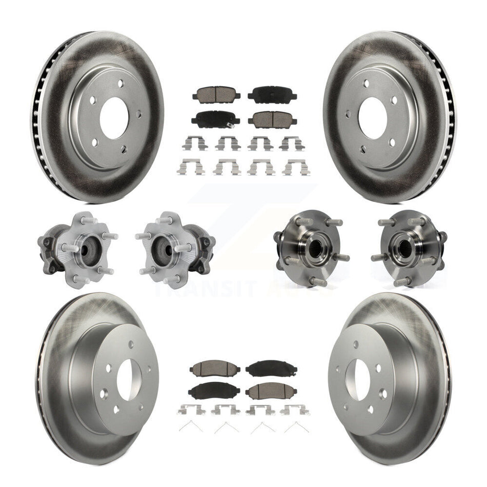 Front Rear Hub Bearing Coated Disc Brake Rotor & Pad Kit (10Pc) For 2011-2012 Nissan LEAF KBB-131638