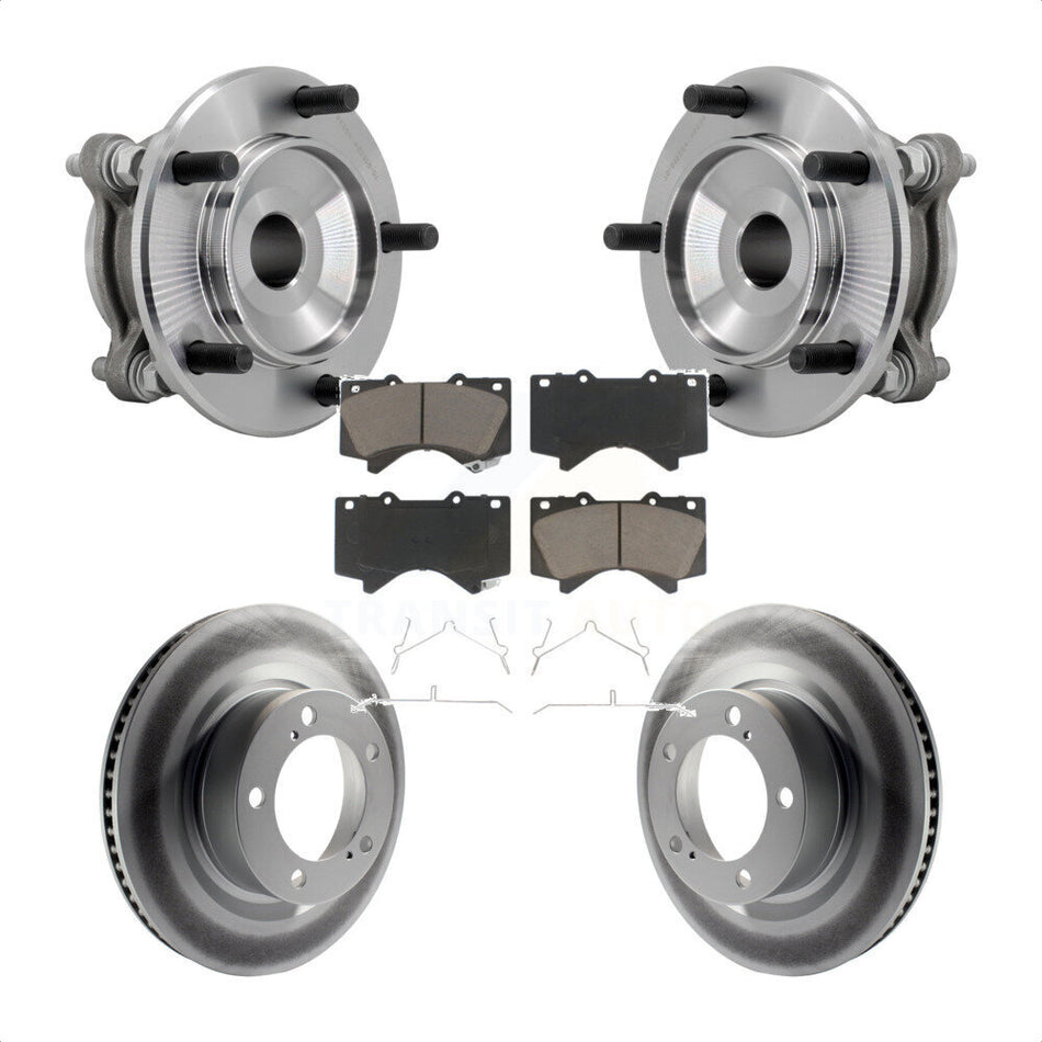 Front Hub Bearing Assembly Coated Disc Brake Rotor Pads Kit For Toyota Tundra Sequoia RWD KBB-131645