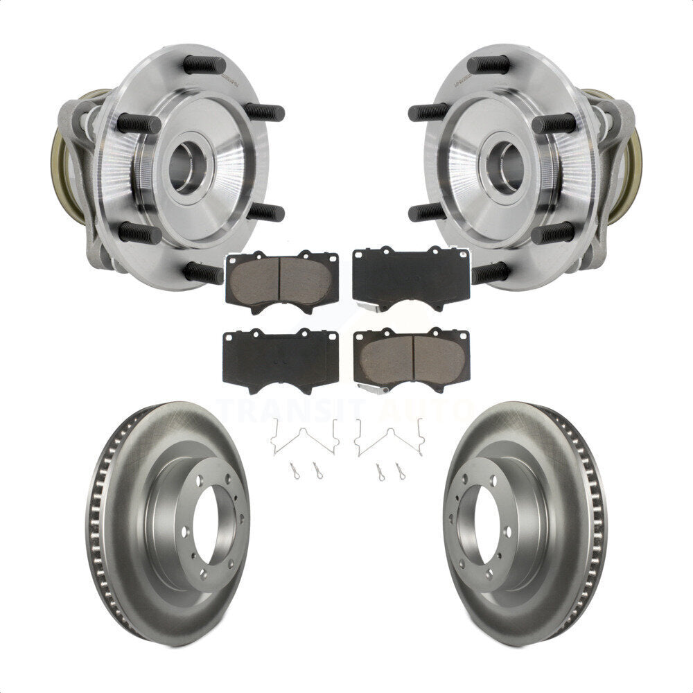 Front Hub Bearing Assembly Coated Brake Rotor & Pads Kit For 2010-2021 Toyota 4Runner RWD KBB-131649