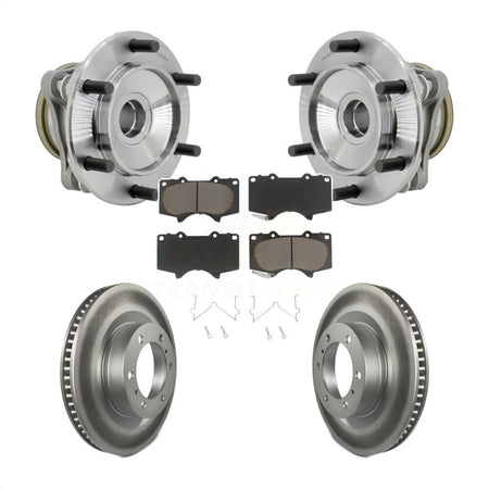 Front Hub Bearing Assembly Coated Brake Rotor & Pads Kit For 2010-2021 Toyota 4Runner RWD KBB-131649