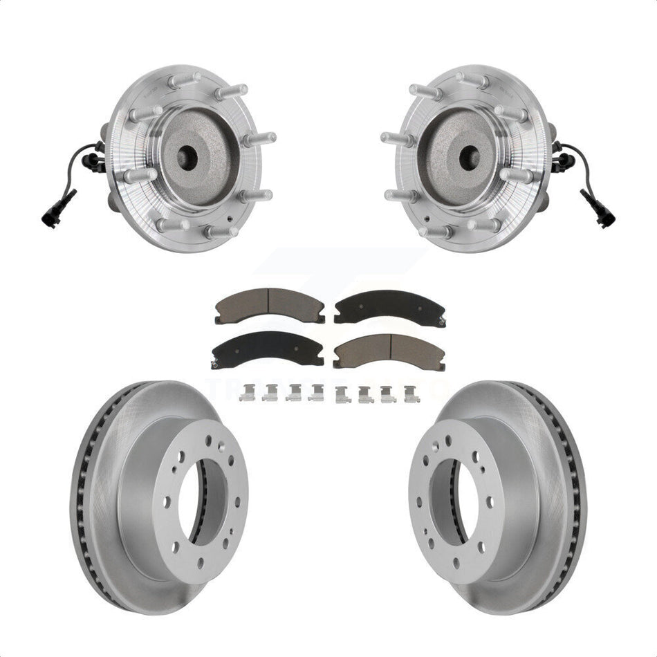 Front Hub Bearing Coat Brake Rotor Pad Kit For GMC Sierra 3500 HD Chevrolet Silverado RWD KBB-131656