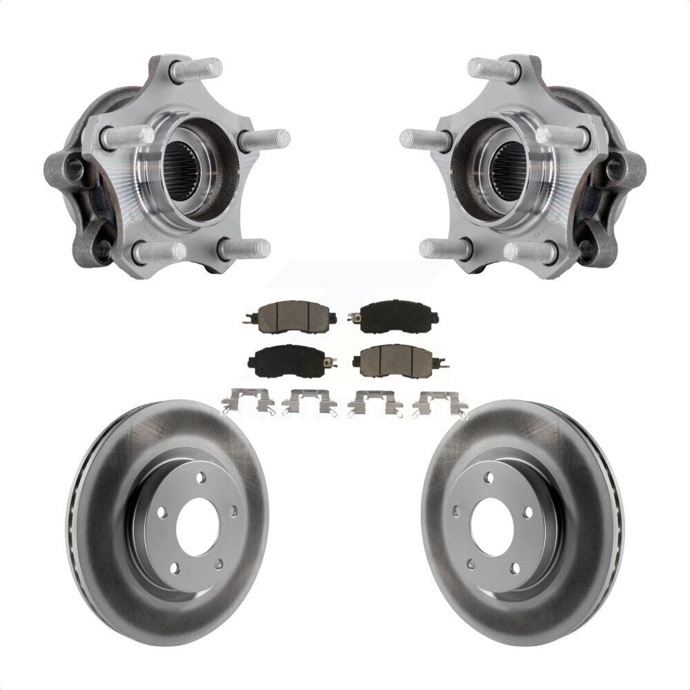Front Hub Bearing Assembly Coated Disc Brake Rotor & Pads Kit For 2019-2023 Nissan Altima KBB-131659