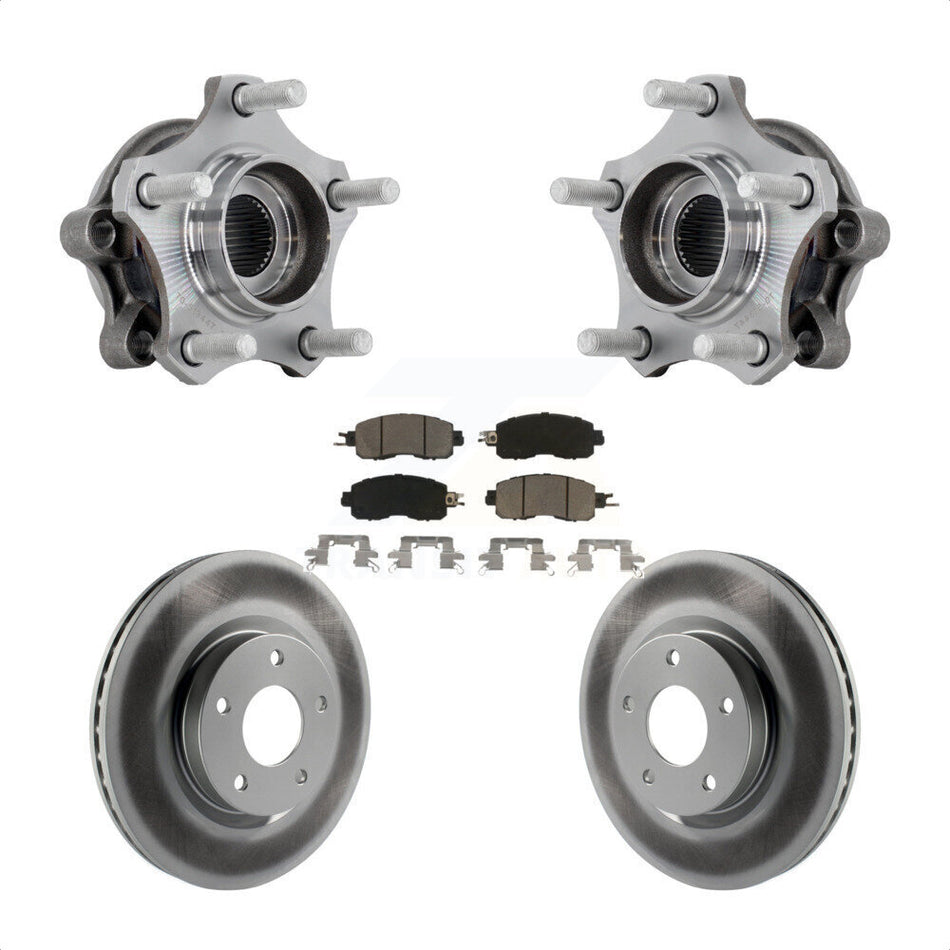 Front Hub Bearing Assembly Coated Disc Brake Rotor & Pads Kit For 2019-2023 Nissan Altima KBB-131659