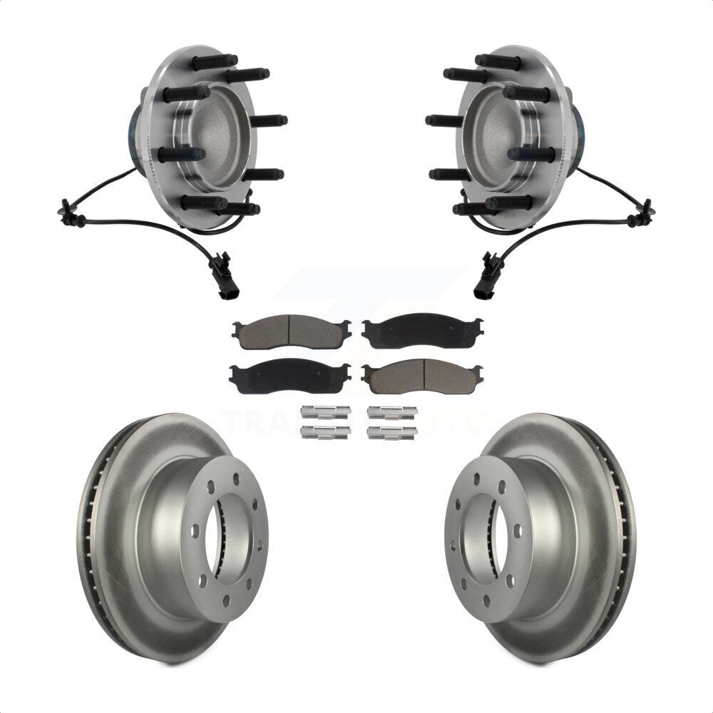 Front Hub Bearing Assembly Coated Disc Brake Rotor & Pad Kit For Dodge Ram 1500 3500 2500 KBB-131664