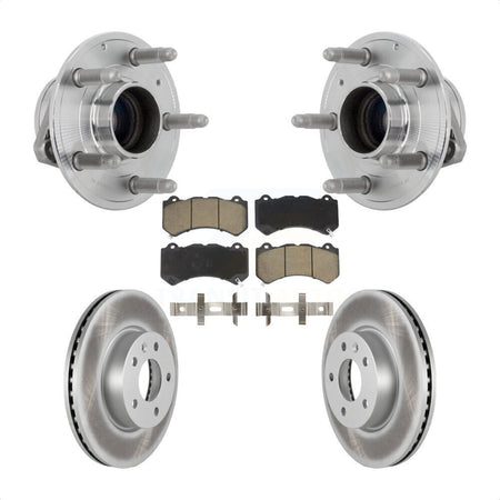 Front Hub Bearing Assembly Coated Brake Rotor & Pads Kit For 2017 Cadillac ATS V with RWD KBB-131682