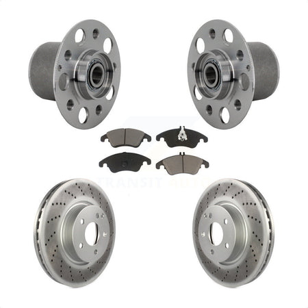 Front Hub Bearing Assembly Coated Brake Rotor & Pads Kit For Mercedes-Benz E350 E400 E250 KBB-131686