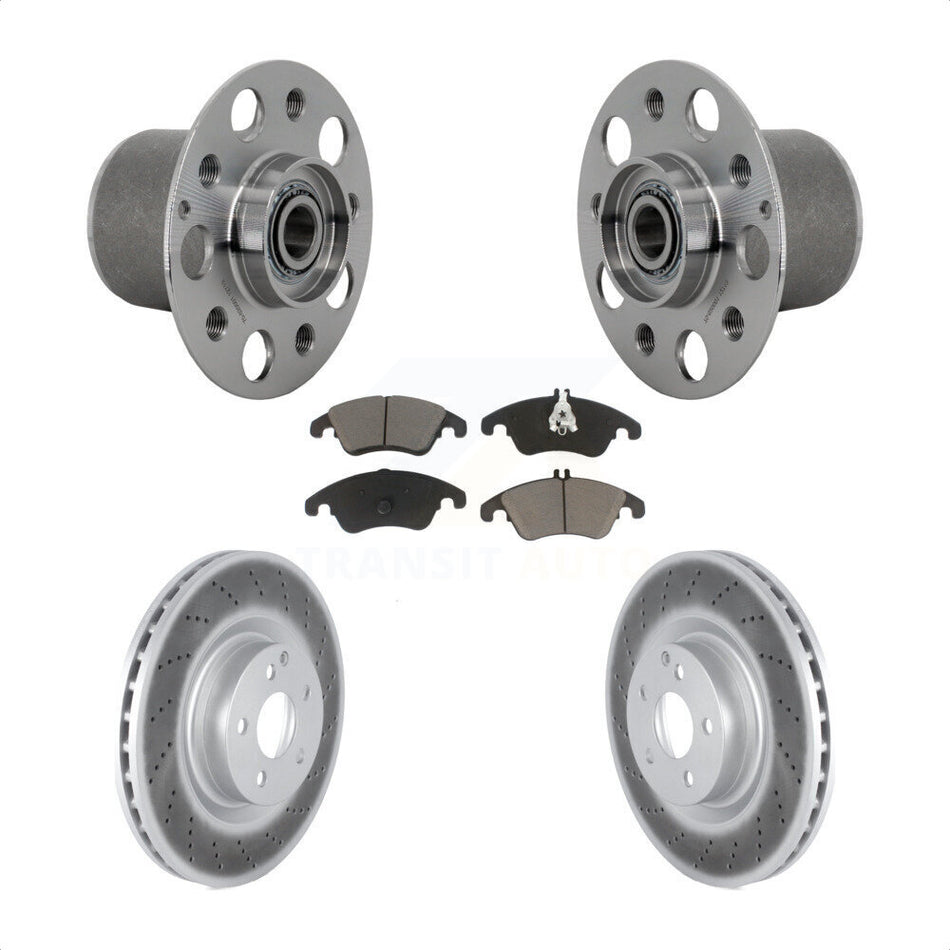 Front Hub Bearing Assembly Coated Disc Brake Rotor & Pads Kit For Mercedes-Benz E400 E550 KBB-131689