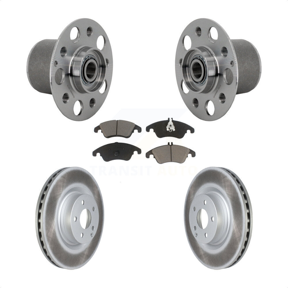 Front Hub Bearing Assembly Coated Disc Brake Rotor & Pads Kit For Mercedes-Benz E400 E550 KBB-131690