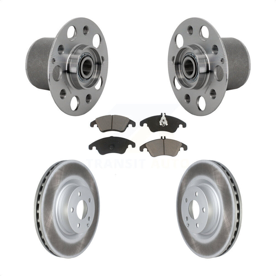 Front Hub Bearing Assembly Coated Disc Brake Rotor & Pads Kit For Mercedes-Benz E400 E550 KBB-131690