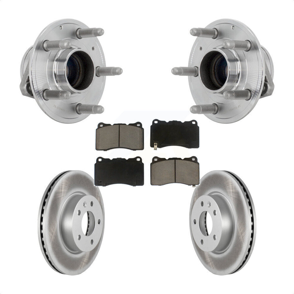 Front Hub Bearing Assembly Coated Brake Rotor Pad Kit For 2019 Cadillac ATS Base with RWD KBB-131695