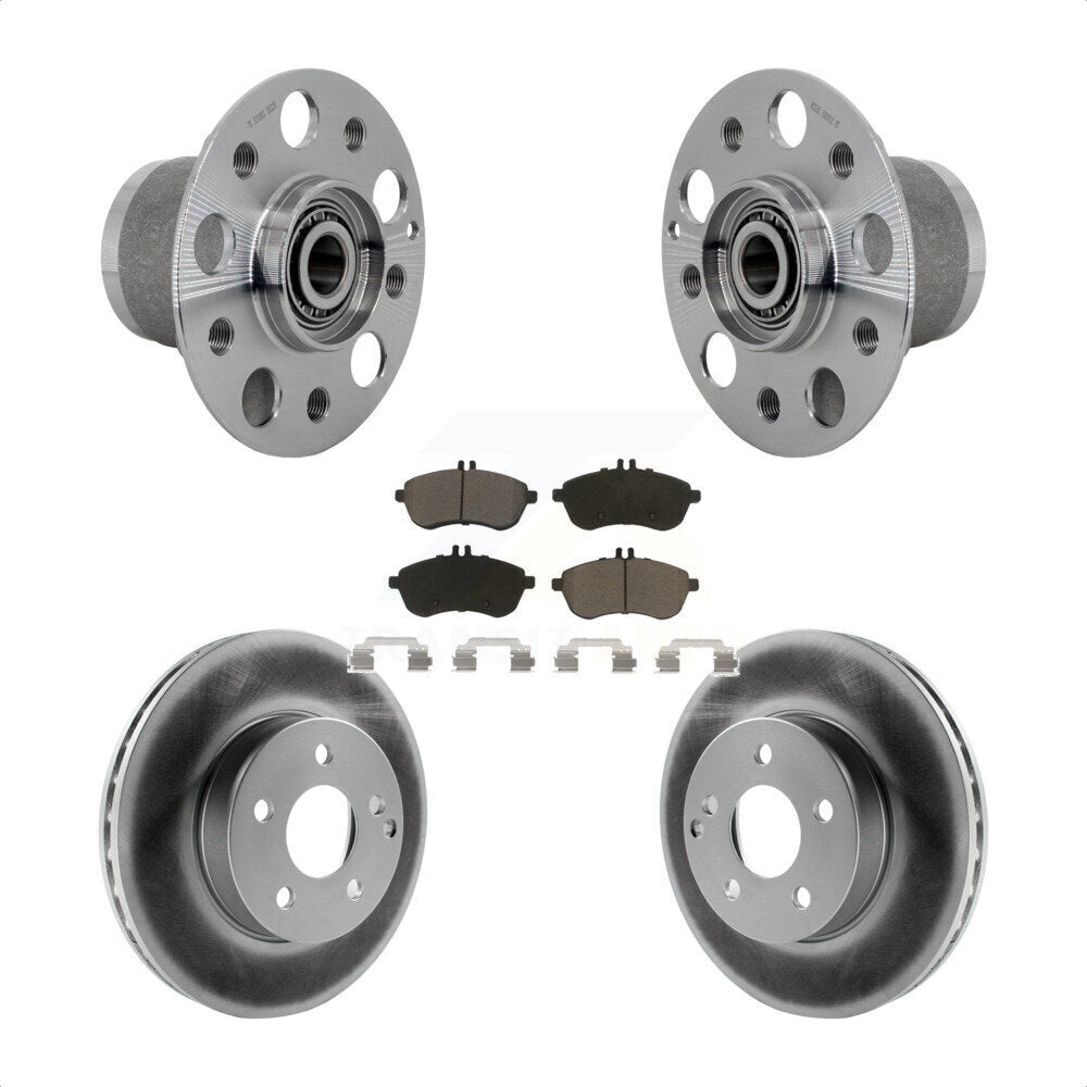 Front Hub Bearing Assembly Coated Disc Brake Rotor & Pads Kit For Mercedes-Benz C300 C250 KBB-131700
