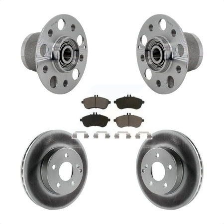 Front Hub Bearing Assembly Coated Disc Brake Rotor & Pads Kit For Mercedes-Benz C300 C250 KBB-131700