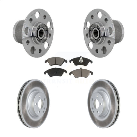 Front Hub Bearing Assembly Coated Disc Brake Rotor & Pads Kit For Mercedes-Benz C250 E550 KBB-131704