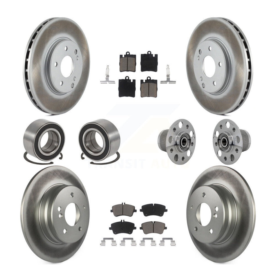 Front Rear Hub Bearing Coated Brake Rotor Pads Shoe Kit (10Pc) For Mercedes-Benz C350 RWD KBB-131709