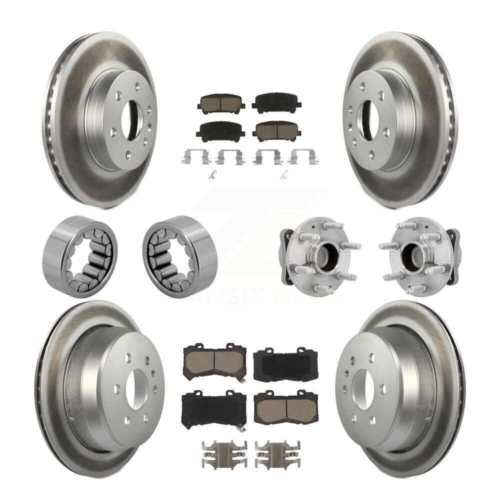 Front Rear Hub Bearing Coated Brake Rotor Pads Shoe Kit (10Pc) For Chevrolet Colorado GMC KBB-131712