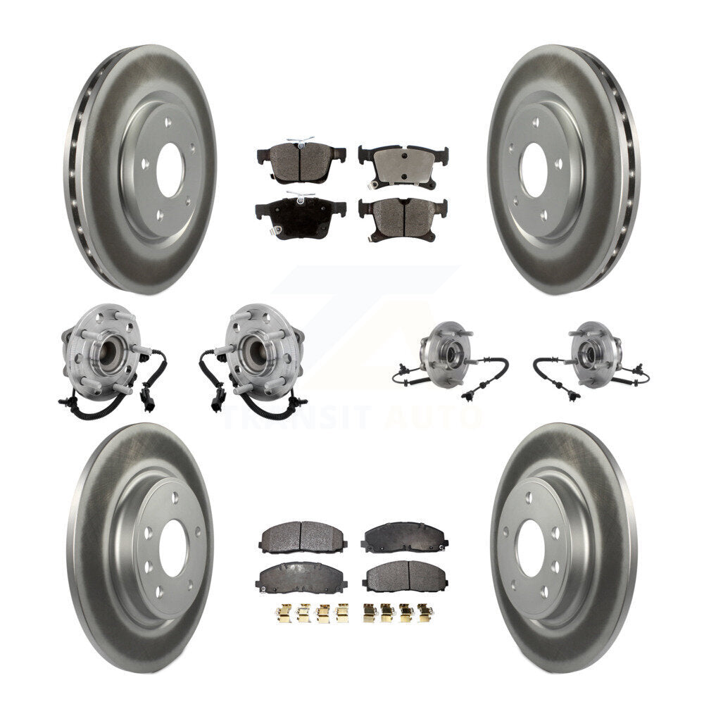 Front Rear Hub Bearing Coated Brake Rotor & Pads Kit (10Pc) For Chrysler Pacifica Voyager KBB-131717