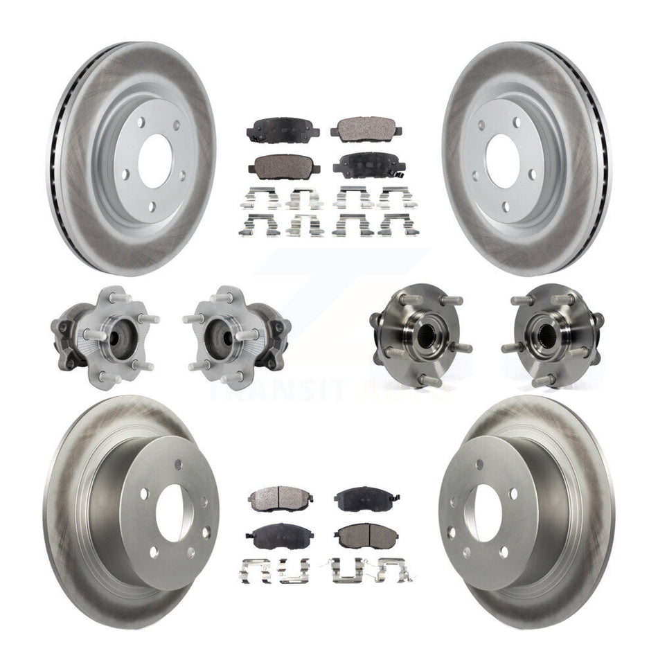 Front Rear Hub Bearings Coated Disc Brake Rotors And Pads Kit (10Pc) For Nissan Juke KBB-131722