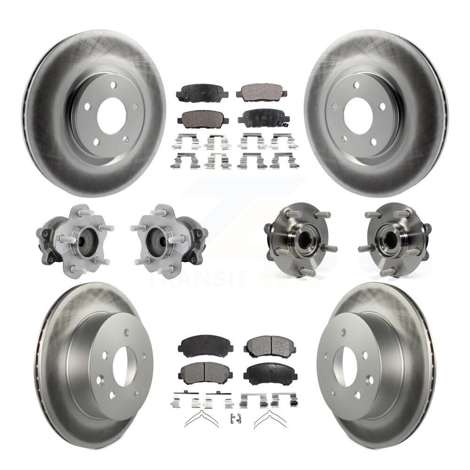 Front Rear Hub Bearing Coat Brake Rotor Pads Kit (10Pc) For Nissan Juke Nismo RS with FWD KBB-131723