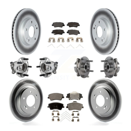 Front Rear Hub Bearings Coated Disc Brake Rotors And Pads Kit (10Pc) For Hyundai Ioniq KBB-131726
