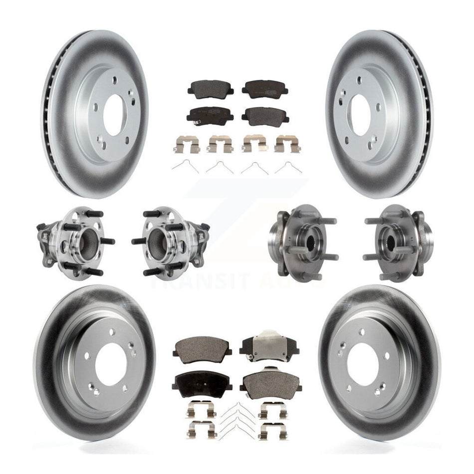Front Rear Hub Bearings Coated Disc Brake Rotors And Pads Kit (10Pc) For Hyundai Ioniq KBB-131726