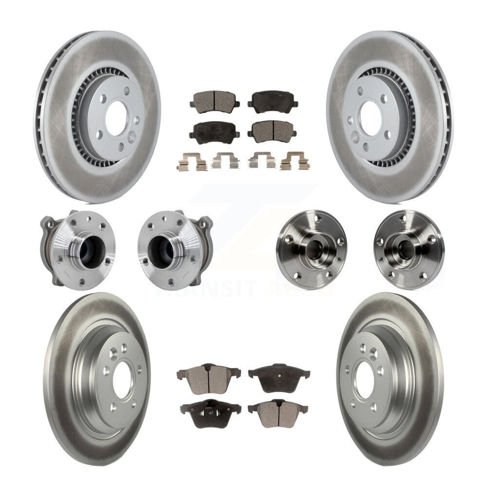 Front Rear Hub Bearings Coated Disc Brake Rotors And Pads Kit (10Pc) For Volvo S60 V70 KBB-131728
