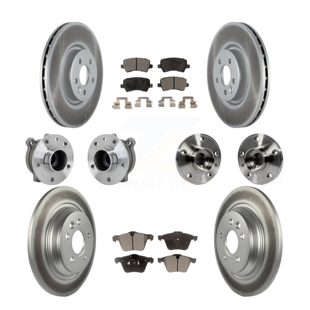 Front Rear Hub Bearings Coated Disc Brake Rotors And Pads Kit (10Pc) For Volvo S60 V70 KBB-131729