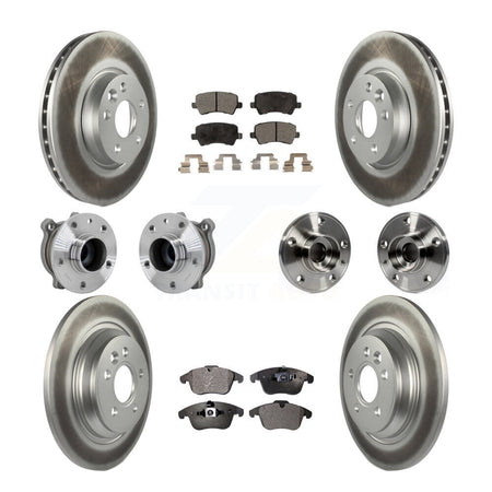 Front Rear Hub Bearing Coated Disc Brake Rotor Pad Kit (10Pc) For 2013-2014 Volvo S60 FWD KBB-131730