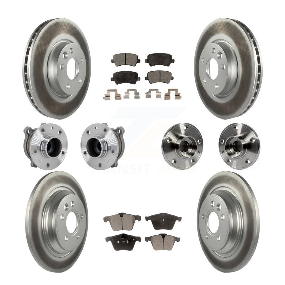 Front Rear Hub Bearing Assembly Coated Disc Brake Rotor And Pads Kit (10Pc) For Volvo V70 KBB-131731