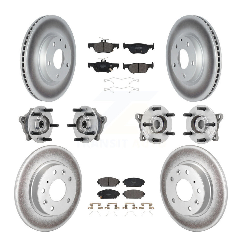 Front Rear Hub Bearing Coated Disc Brake Rotor & Pad Kit (10Pc) For 2021-2022 Mazda 3 AWD KBB-131746