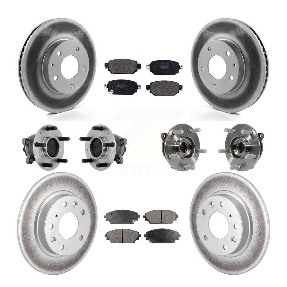 Front Rear Hub Bearing Coated Brake Rotor And Pad Kit (10Pc) For 2019-2021 Mazda CX-3 FWD KBB-131748
