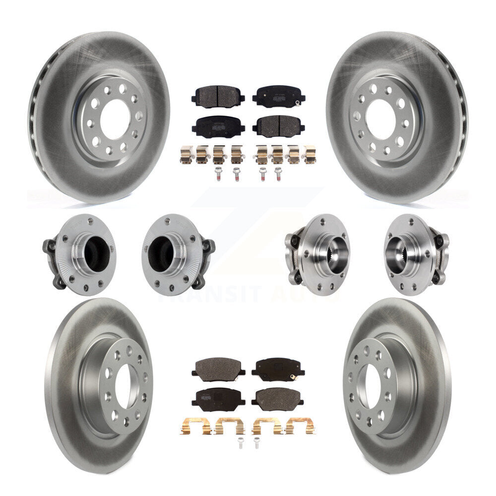 Front Rear Hub Bearing Coated Brake Rotor Pads Kit (10Pc) For Jeep Renegade Fiat 500X FWD KBB-131749