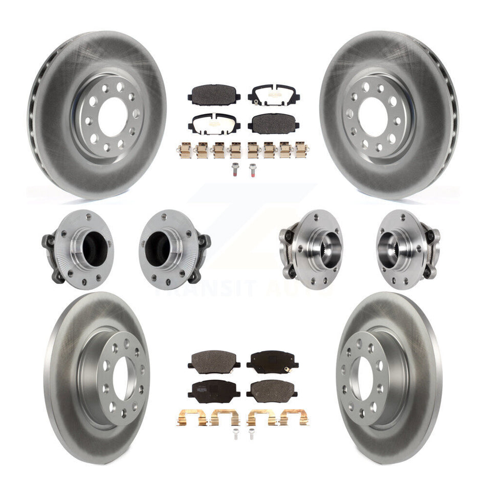 Front Rear Hub Bearings Coated Disc Brake Rotors And Pads Kit (10Pc) For Jeep Compass FWD KBB-131750