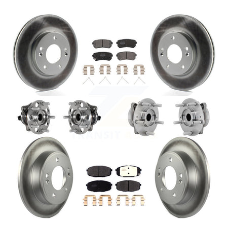 Front Rear Hub Bearings Coated Disc Brake Rotors And Pads Kit (10Pc) For Hyundai Kona KBB-131752
