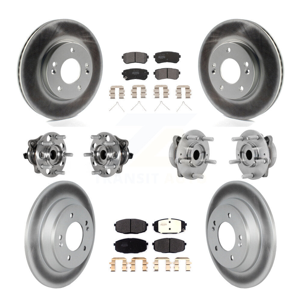 Front Rear Hub Bearing Coat Brake Rotor Pads Kit (10Pc) For 22 Hyundai Kona FWD with 1.6L KBB-131754