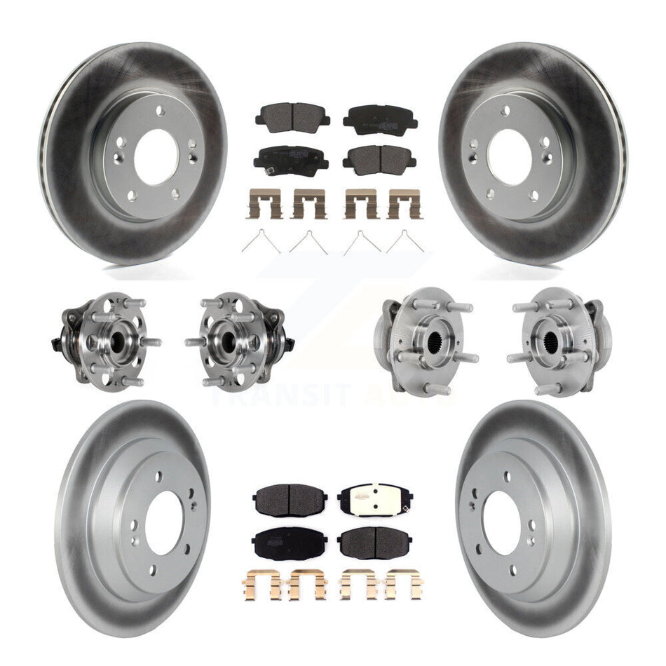 Front Rear Hub Bearing Coat Brake Rotor Pads Kit (10Pc) For 22 Hyundai Kona FWD with 1.6L KBB-131755