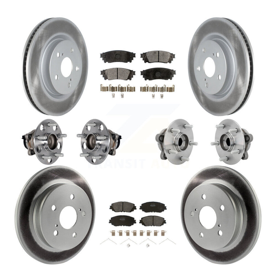 Front Rear Hub Bearings Coated Disc Brake Rotors And Pads Kit (10Pc) For Toyota C-HR KBB-131758