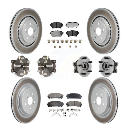 Front Rear Hub Bearing Coated Brake Rotor Pads Kit (10Pc) For 20-22 Toyota Highlander AWD KBB-131765