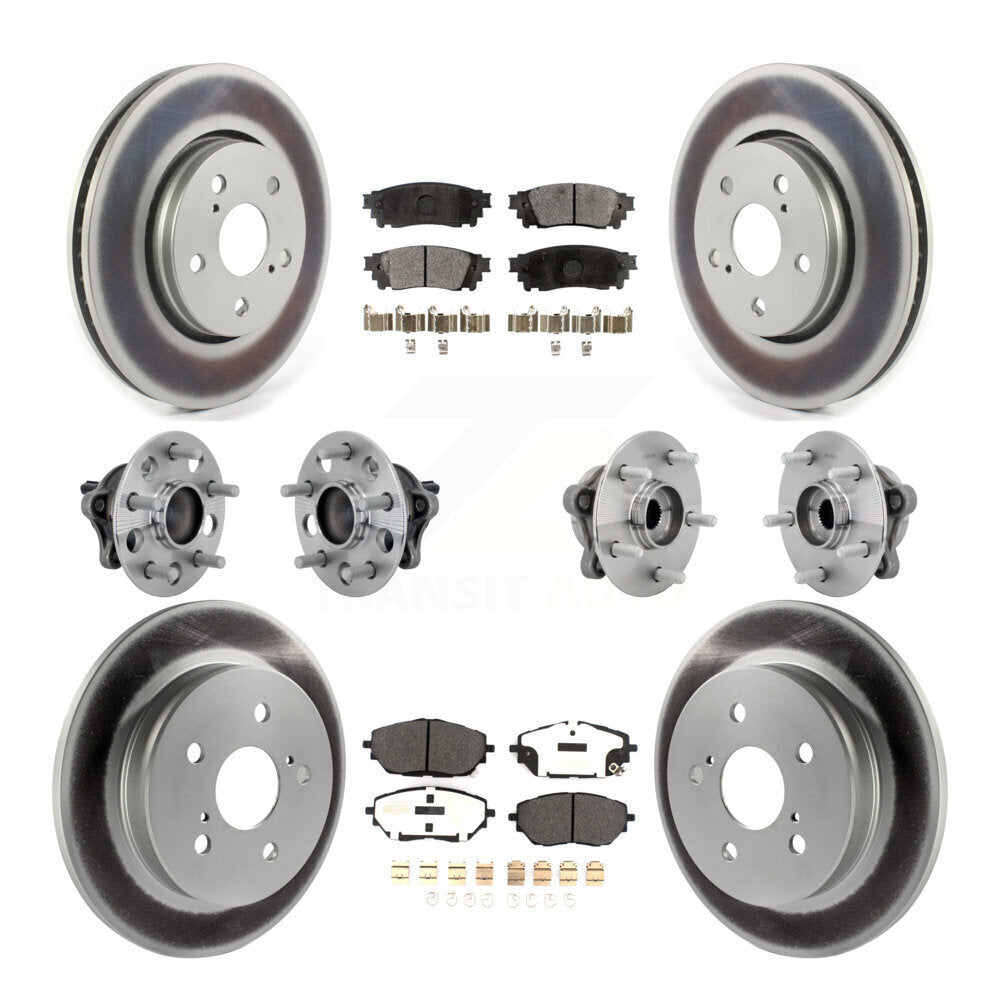 Front Rear Hub Bearings Coated Disc Brake Rotors And Pads Kit (10Pc) For Toyota C-HR KBB-131768