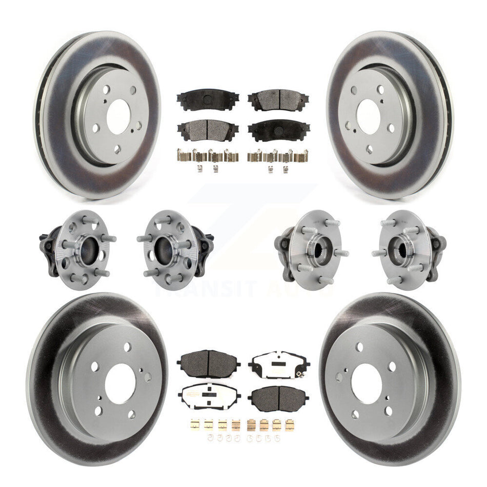 Front Rear Hub Bearings Coated Disc Brake Rotors And Pads Kit (10Pc) For Toyota C-HR KBB-131768