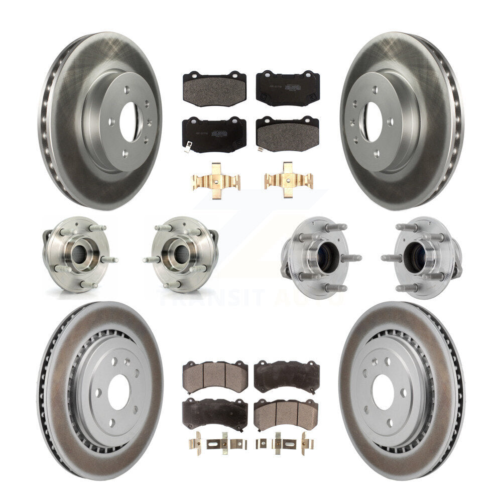 Front Rear Hub Bearing Coated Disc Brake Rotor Pad Kit (10Pc) For Cadillac ATS V with RWD KBB-131776