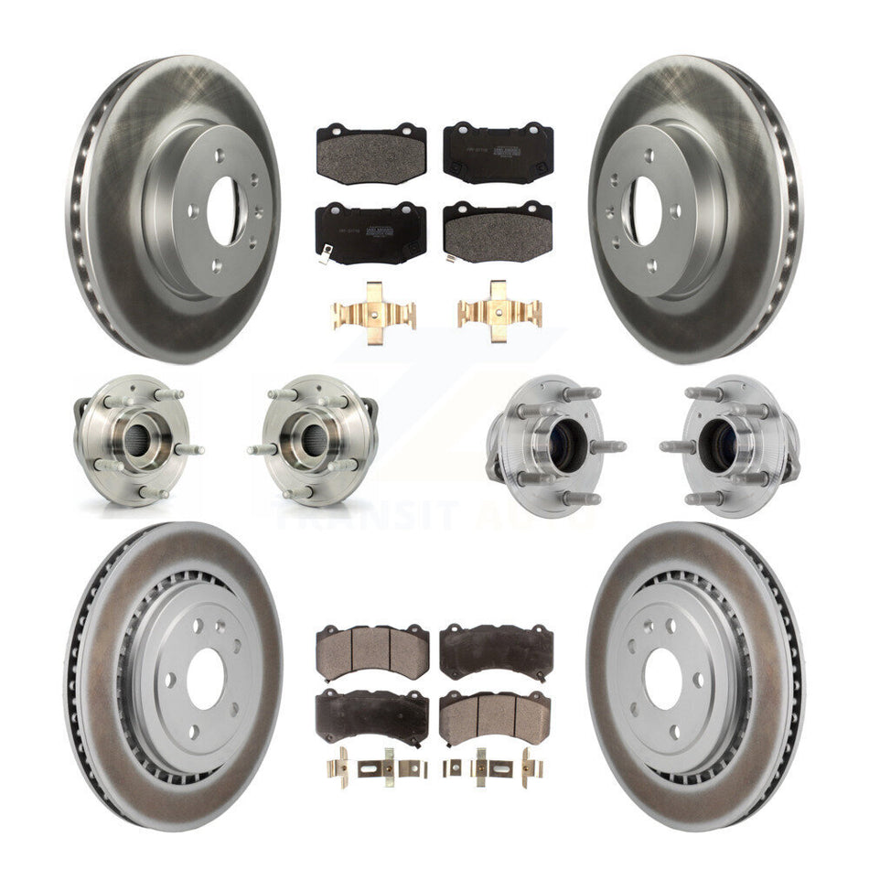Front Rear Hub Bearing Coated Disc Brake Rotor Pad Kit (10Pc) For Cadillac ATS V with RWD KBB-131776