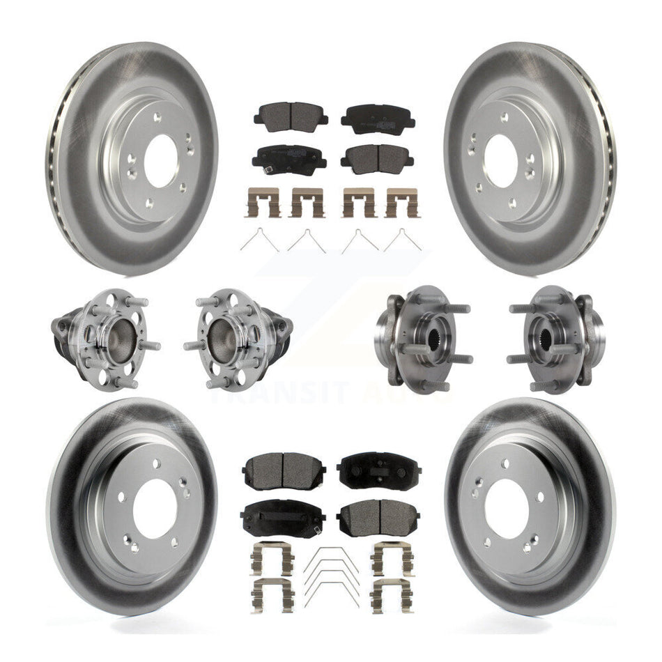 Front Rear Hub Bearing Coated Disc Brake Rotor And Pads Kit (10Pc) For Hyundai Elantra GT KBB-131779